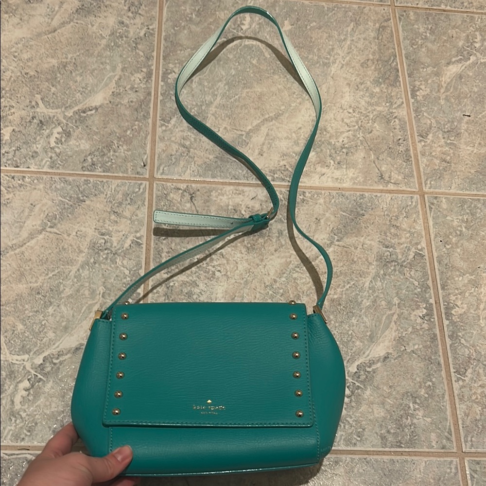 Kate Spade Turquoise Structured Crossbody Bag with Adjustable Strap
